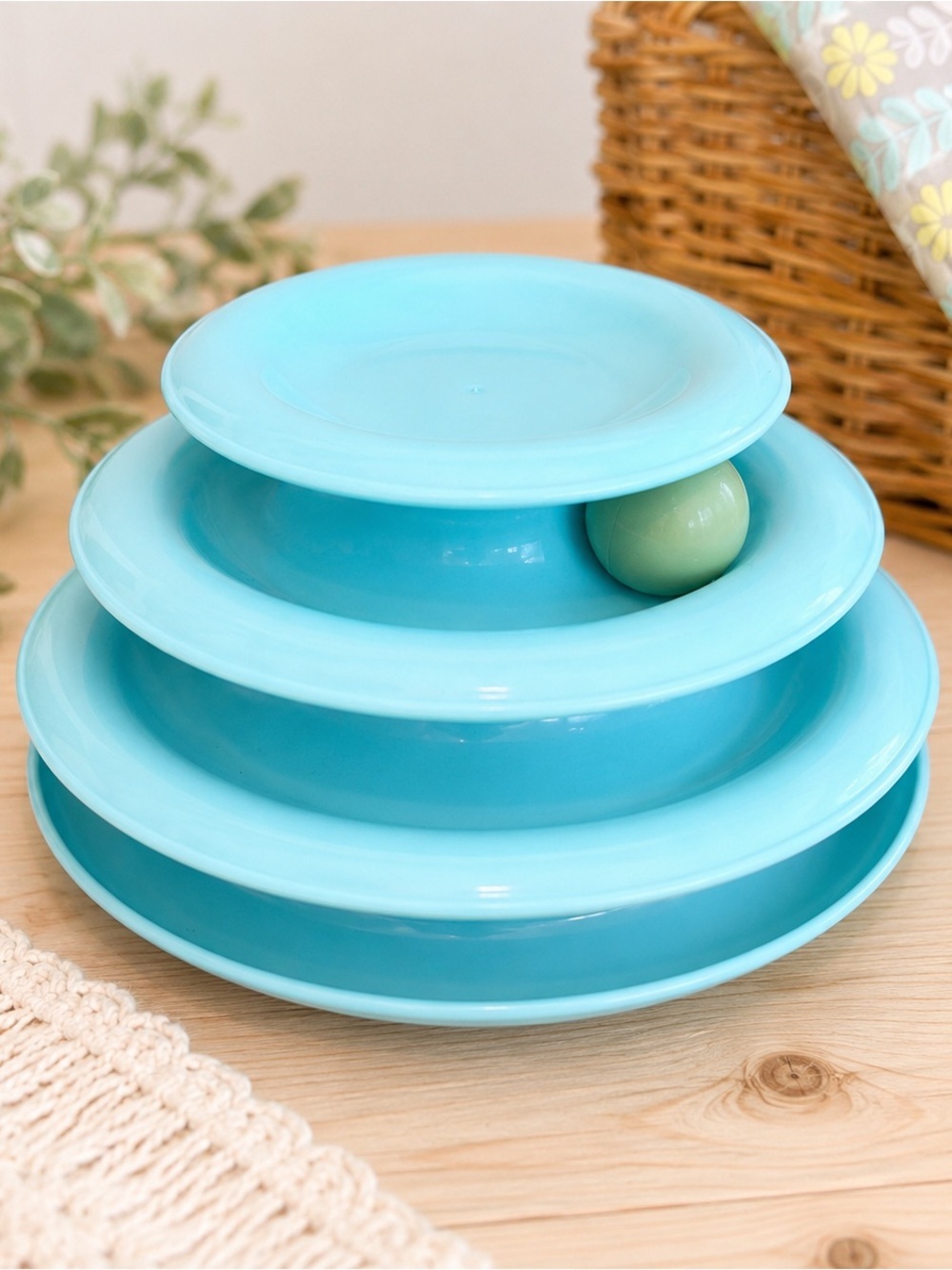 Cat Toy Blue Tiered Cat Track Toy with Rolling Ball